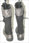 PATAUGAS Mi Bottes Daim et Cuir Plissé Bronze et Noir T 41 TBE