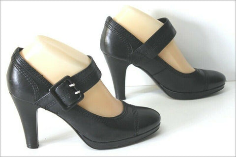 KARSTON Escarpins à Sangles Cuir Noir Talons Hauts T 37 BE