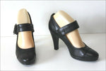 KARSTON Escarpins à Sangles Cuir Noir Talons Hauts T 37 BE