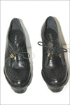 SAN MARINA Escarpins Compensés à Lacets Cuir Noir T 38  ETAT NEUF