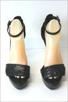 COLISEE Sandales Cuir Imprimé Reptile Noir Doublés Cuir T 40 TBE