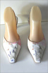 HEYRAUD Escarpins Pointus Ouverts Cuir blanc Nacré T 37.5  TBE