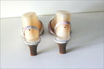 HEYRAUD Escarpins Pointus Ouverts Cuir blanc Nacré T 37.5  TBE