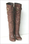 MISSANGA Bottes à Talons Tout Cuir Plissé Marron T 36 TTBE