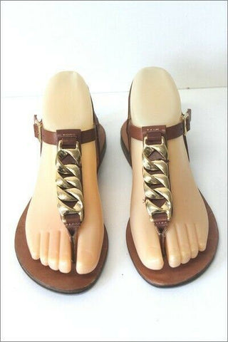 MINELLI Sandales Tout Cuir Marron Clair Doré T 35 TBE