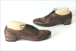 MURATTI Derby à Lacets Cuir Verni Marron Taupe Doublés Cuir T 40 TBE