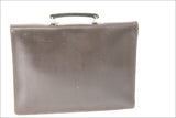 EDF GDF Cartable à Clef Vintage Cuir Grainé Marron Foncé TBE