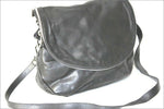 BORSE IN PELLE Sac Besace Cuir Souple Noir Bandoulière TBE