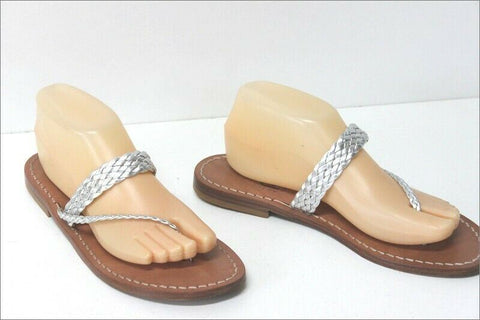 RALLO Tongs Sandales Tout Cuir Argenté Italien T 40 TTBE