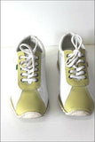 KICKERS Baskets Cuir Bicolore Blanc et Vert Amande T 37 TBE