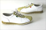 KICKERS Baskets Cuir Bicolore Blanc et Vert Amande T 37 TBE
