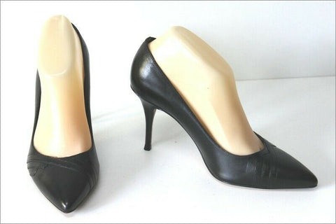MINELLI Escarpins Cuir Noir Doublés Cuir Talons Fins T 38 TBE