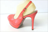 SAN MARINA Escarpins Ouverts  Cuir Corail Vif Talons Hauts et  Fins  T 38 TTBE