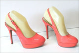 SAN MARINA Escarpins Ouverts  Cuir Corail Vif Talons Hauts et  Fins  T 38 TTBE