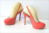 SAN MARINA Escarpins Ouverts  Cuir Corail Vif Talons Hauts et  Fins  T 38 TTBE