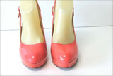 SAN MARINA Escarpins Ouverts  Cuir Corail Vif Talons Hauts et  Fins  T 38 TTBE