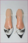 DIOR Escarpins Pointus Vintage Tout Cuir Noir et Blanc T 37.5 BE