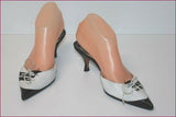 DIOR Escarpins Pointus Vintage Tout Cuir Noir et Blanc T 37.5 BE