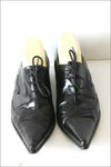 SAN MARINA Derby Pointus à Lacets Cuir Noir Petits Talons T 40 TBE