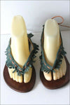 MINELLI Tongs Cuir Vert Lanières Franges T 39 TBE