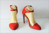 ZARA Escarpins Cuir Synthétique Rouge Orangé Hauts Talons Fins T 39