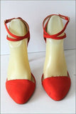 ZARA Escarpins Cuir Synthétique Rouge Orangé Hauts Talons Fins T 39