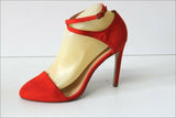 ZARA Escarpins Cuir Synthétique Rouge Orangé Hauts Talons Fins T 39