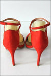 ZARA Escarpins Cuir Synthétique Rouge Orangé Hauts Talons Fins T 39