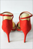ZARA Escarpins Cuir Synthétique Rouge Orangé Hauts Talons Fins T 39