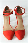 ZARA Escarpins Cuir Synthétique Rouge Orangé Hauts Talons Fins T 39