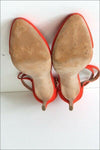 ZARA Escarpins Cuir Synthétique Rouge Orangé Hauts Talons Fins T 39