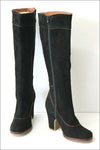 ANDRE Bottes Vintage Daim Noir Doublées Cuir  T 35 TTBE