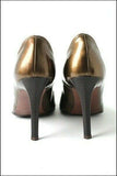 SAN MARINA Escarpins Cuir Lisse marron Aspect Glacé Hauts Talons Fins T 35 TTBE