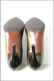 SAN MARINA Escarpins Cuir Lisse marron Aspect Glacé Hauts Talons Fins T 35 TTBE