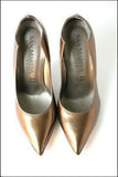 SAN MARINA Escarpins Cuir Lisse marron Aspect Glacé Hauts Talons Fins T 35 TTBE