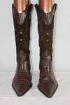 Bottes Cuir Et Daim  Marron Cloutées T 36 TBE