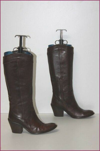 Bottes Cuir Marron Foncé Doublées Cuir T 36 TBE