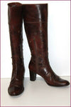 MINOT Bottes Cuir Marron Foncé Motifs Cloutés T 39 IT / 40 FR TBE