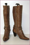 SPIRAL Bottes Pointues à Talons Cuir Marron Clair T 39 TBE