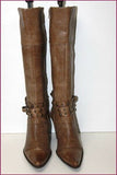 SPIRAL Bottes Pointues à Talons Cuir Marron Clair T 39 TBE