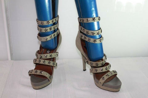 Escarpins FRIIS COMPANY  Cuir Gris Motifs Etoiles T 39  TTBE
