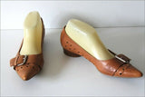 NINE WEST Escarpins Pointus Cuir Ajouré Marron Caramel T 7 / 38.5 TBE