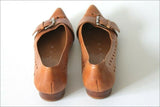 NINE WEST Escarpins Pointus Cuir Ajouré Marron Caramel T 7 / 38.5 TBE