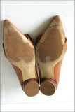 NINE WEST Escarpins Pointus Cuir Ajouré Marron Caramel T 7 / 38.5 TBE