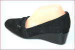 GEOX Respira Escarpins Daim Noir Elastiqué Talon Compensé T 39.5 TBE