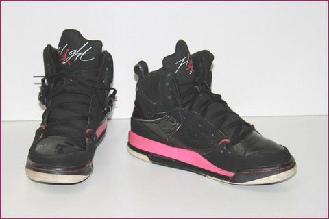 JORDAN NIKE Baskets 384520-006 Cuir Noir et Rose T 40