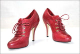 SAN MARINA Escarpins Montants à Lacets Talon Haut Cuir Rouge  T 39 TBE