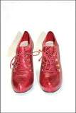 SAN MARINA Escarpins Montants à Lacets Talon Haut Cuir Rouge  T 39 TBE