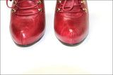 SAN MARINA Escarpins Montants à Lacets Talon Haut Cuir Rouge  T 39 TBE