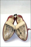 SAN MARINA Escarpins Montants à Lacets Talon Haut Cuir Rouge  T 39 TBE
